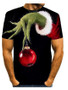 Men's 3D Graphic T-shirt Short Sleeve Christmas Tops Basic Round Neck Black