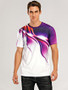 Men's Abstract Graphic T-shirt Print Short Sleeve Daily Tops Streetwear Exaggerated Round Neck White Blue Purple / Summer