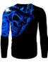 Men's 3D Graphic Skull T-shirt Print Long Sleeve Halloween Tops Basic Round Neck Royal Blue