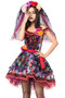 BFJFY Halloween Women's Rose Skull Pattern Ghost Bride Cosplay Costume