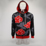 Japanese anime Naruto Akatsuki organized 3D printed hooded sweater cosplay costume