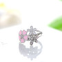 Silver Plated Women's Silver Ring Pink Hearts and Daisy Cherry Blossom