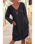 Women's T Shirt Dress Tee Dress Knee Length Dress - Long Sleeve Solid Color Pocket Summer V Neck Hot Casual Holiday Loose 2020 Black Yellow Khaki Gray Light Blue S M L XL XXL 3XL 4XL 5XL