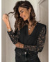 Women's Blouse Shirt Solid Colored Long Sleeve Lace V Neck Tops Chiffon Lace Basic Top White Black Blue-0207824