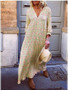 Women's A-Line Dress Maxi long Dress - Long Sleeve Print Patchwork Print Fall Winter Casual Blue Yellow Blushing Pink S M L XL XXL