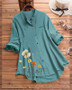 Women's Plus Size Blouse Shirt Geometric Long Sleeve Round Neck Tops Loose Basic Top White Blue Green-0207809
