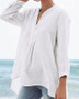 Women's Blouse Shirt Solid Colored Long Sleeve Asymmetric V Neck Tops Loose Cotton Basic Top White Black Yellow-0207808