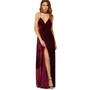 Burgundy Velvet Long Wrap Dress