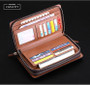 Wallet men business brand clutch real leather phone credit card organizer large fashion zipper hand bag