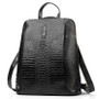 Backpack women 100% genuine leather knapsack crocodile pattern notebook schoolbags travel