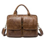 Briefcase for men leather laptop genuine bussiness messenger office