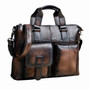 Briefcase men genuine leather office business 15.6"" laptop case attache portfolio bag messenger