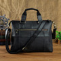 Briefcase men genuine leather office business 15.6"" laptop case attache portfolio bag messenger