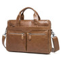 Briefcases men's bag genuine leather crossbody messenger shoulder 14'' laptop totes