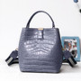 Bags women winter small crocodile pattern bucket shoulder genuine leather handbags messenger