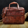 Briefcase men oil waxy leather antique design business laptop document case fashion attache messenger bag tote portfolio