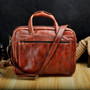 Briefcase men oil waxy leather antique design business laptop document case fashion attache messenger bag tote portfolio