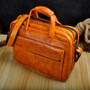 Briefcase men oil waxy leather antique design business laptop document case fashion attache messenger bag tote portfolio