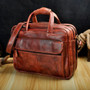 Briefcase men oil waxy leather antique design business laptop document case fashion attache messenger bag tote portfolio