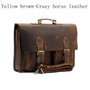 Briefcase male vintage real leather messenger shoulder portfolio laptop bag case office handbag