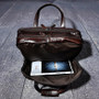 Briefcase men real leather antique style business 15.6"" laptop cases attache messenger bags portfolio