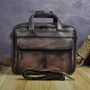 Briefcase men real leather antique style business 15.6"" laptop cases attache messenger bags portfolio