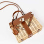 Handbag women's luxury rattan messenger pu handmade weaving summer beach