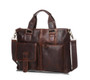 Handbags male real genuine leather designer vintage laptop briefcases office shoulder tote crossbody messenger