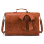 Briefcase women 15.6'' laptop messenger bag pu leather large vintage shoulder retro handbag crossbody