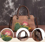 Handbag ladies fashion vintage designer handmade embossed genuine leather shoulder crossbody bags cowhide flower