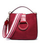 Handbag women genuine leather tote wide handle strap ring shoulder fashion purses crossbody