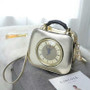 Handbags ladies personalized fun fashion clock shape leather luxury designer famous brands shoulder