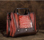 Handbag female vintage real cowhide top handle crossbody bag genuine leather shoulder tote embossed