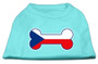 Bone Shaped Czech Republic Flag Screen Print Shirts Aqua