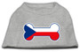 Bone Shaped Czech Republic Flag Screen Print Shirts Grey