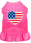 American Flag Heart Screen Print Dress Bright Pink