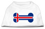 Bone Shaped Iceland Flag Screen Print Shirts White
