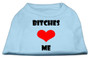 Bitches Love Me Screen Print Shirts Baby Blue