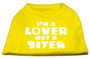 I'm A Lover Not A Biter Screen Printed Dog Shirt Yellow