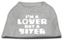 I'm A Lover Not A Biter Screen Printed Dog Shirt Grey