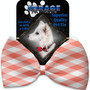 Peach Plaid Pet Bow Tie Collar Accessory With Velcro