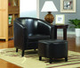 Coaster Home Furnishings Barrel Back Accent Chair with Ottoman Dark Brown and Black