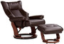 Morgan Java Faux Leather Ottoman and Swiveling Recliner