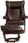 Morgan Java Faux Leather Ottoman and Swiveling Recliner