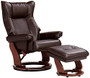 Morgan Java Faux Leather Ottoman and Swiveling Recliner