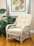 Malibu Set of 2 Chairs Natural Rattan Wicker with Cream Cushions and Round Coffee Table ECO Handmade, Cream