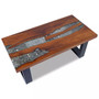 vidaXL Solid Teak Wood Coffee Table Side Resin Handmade Paint Finish End Couch