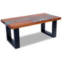 Daonanba Durable Stable Coffee Table Teak Resin Handmade Unique Furniture Elegant Style Home Decoration Rectangular Tabletop