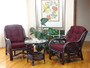 Malibu Lounge Armchair Natural Rattan Wicker Design with Dark Brown Cushion, Dark Brown