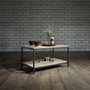 Home Square 3 Piece Living Room Coffee Table Set with Industrial Look Coffee Table and 2 End Tables in Charter Oak